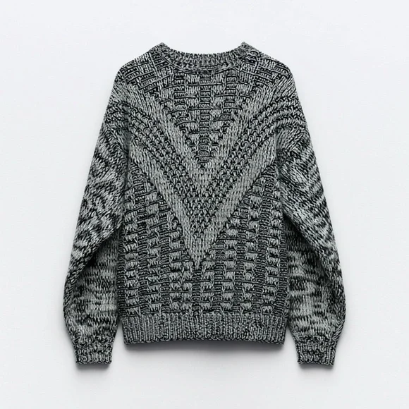 Vintage Tomato Chunky Knit Sweater Gray Black Marled Oversized* L|Xl - Picture 2 of 5
